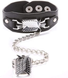 WerNerk Naruto Bracelet Rings Cosplay for Men Konoha Leaf Village Logo Bracelet Ring