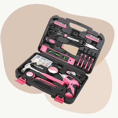 Apollo Tools DT0773N1 Huishoudelijke gereedschapsset, roze