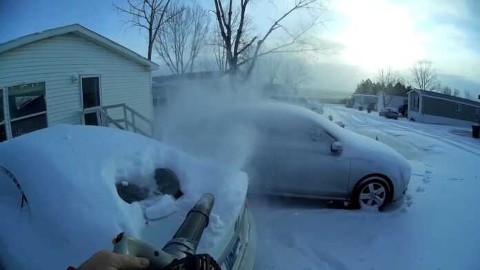fast snow removal with my leaf blower
