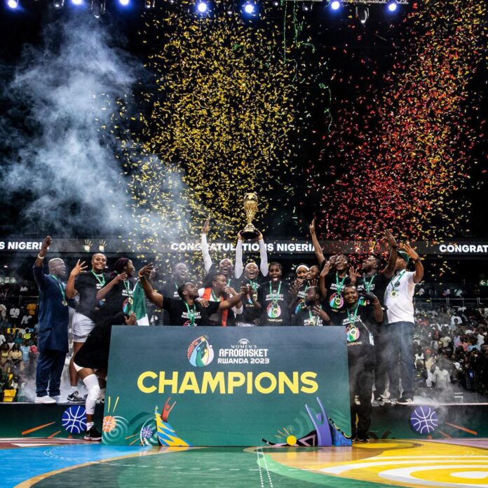 D’Tigress celebrating their recent Afro basket title